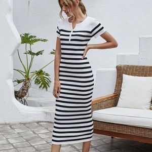 Striped Button Sweater Dress